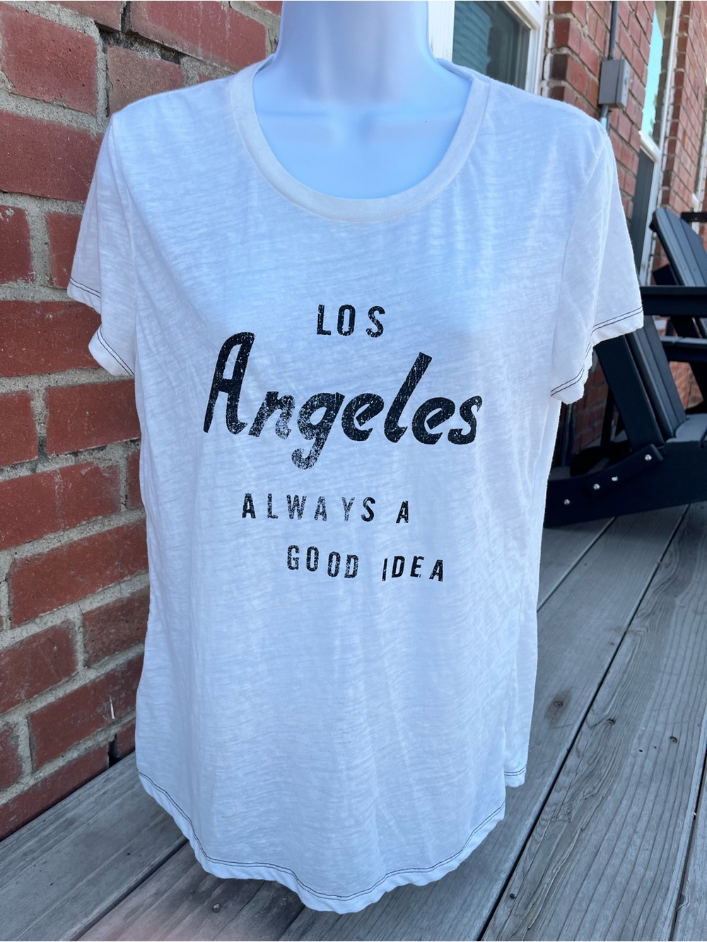 American Eagle Outfitters White Crewneck Burnout Tee with Subtle Logo